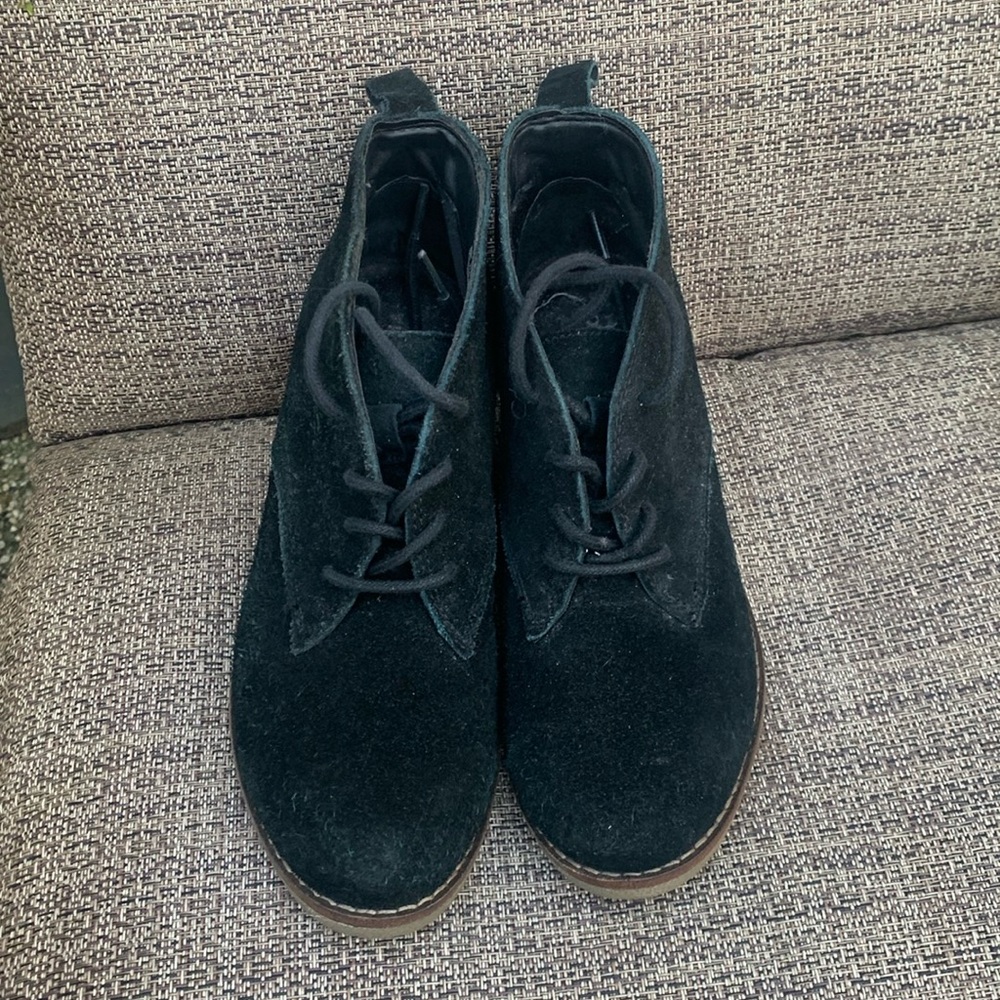 Black suede Sonoma ankle wedge boots 7 1/2